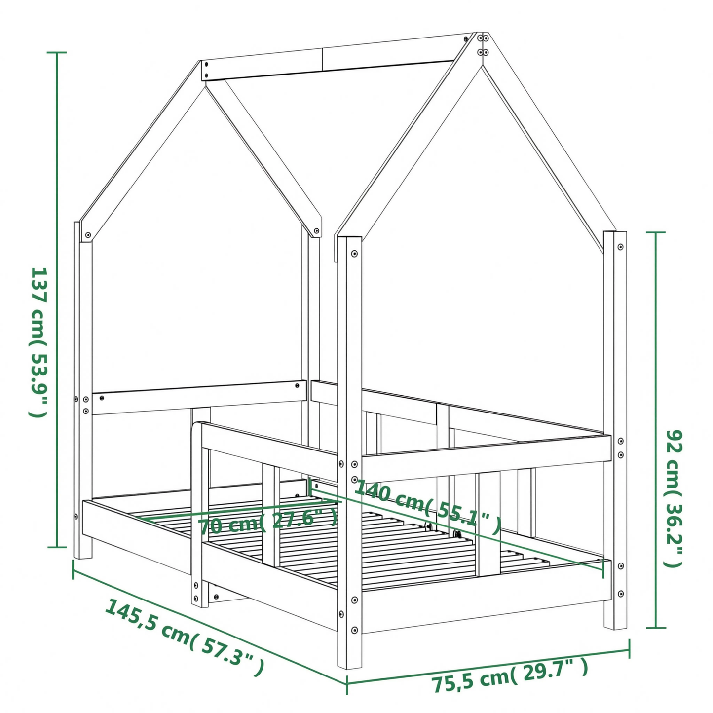 Lit Cabane Enfant en Pin Massif 70x140 cm| Doudoucabane