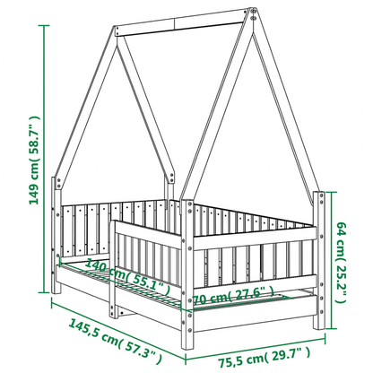 Lit Cabane Maisonnette Enfant Blanc avec Barrières en Pin Massif 70x140 cm | Doudoucabane
