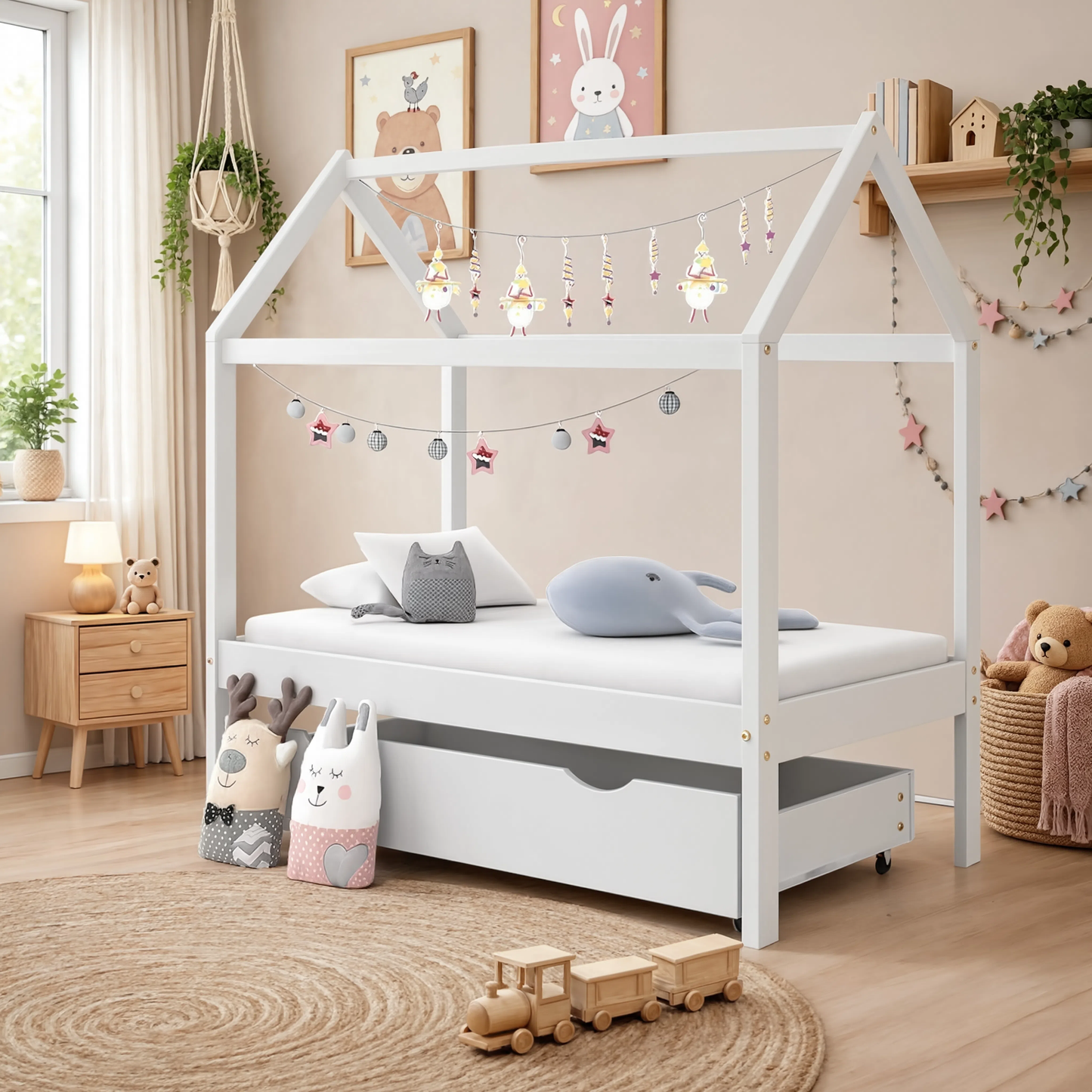 Lit Cabane Enfant Compact avec Tiroir en Pin Massif | Doudoucabane