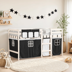 Lit Mezzanine Enfant avec Rideaux en Pin Massif 90x190 cm | Doudoucabane