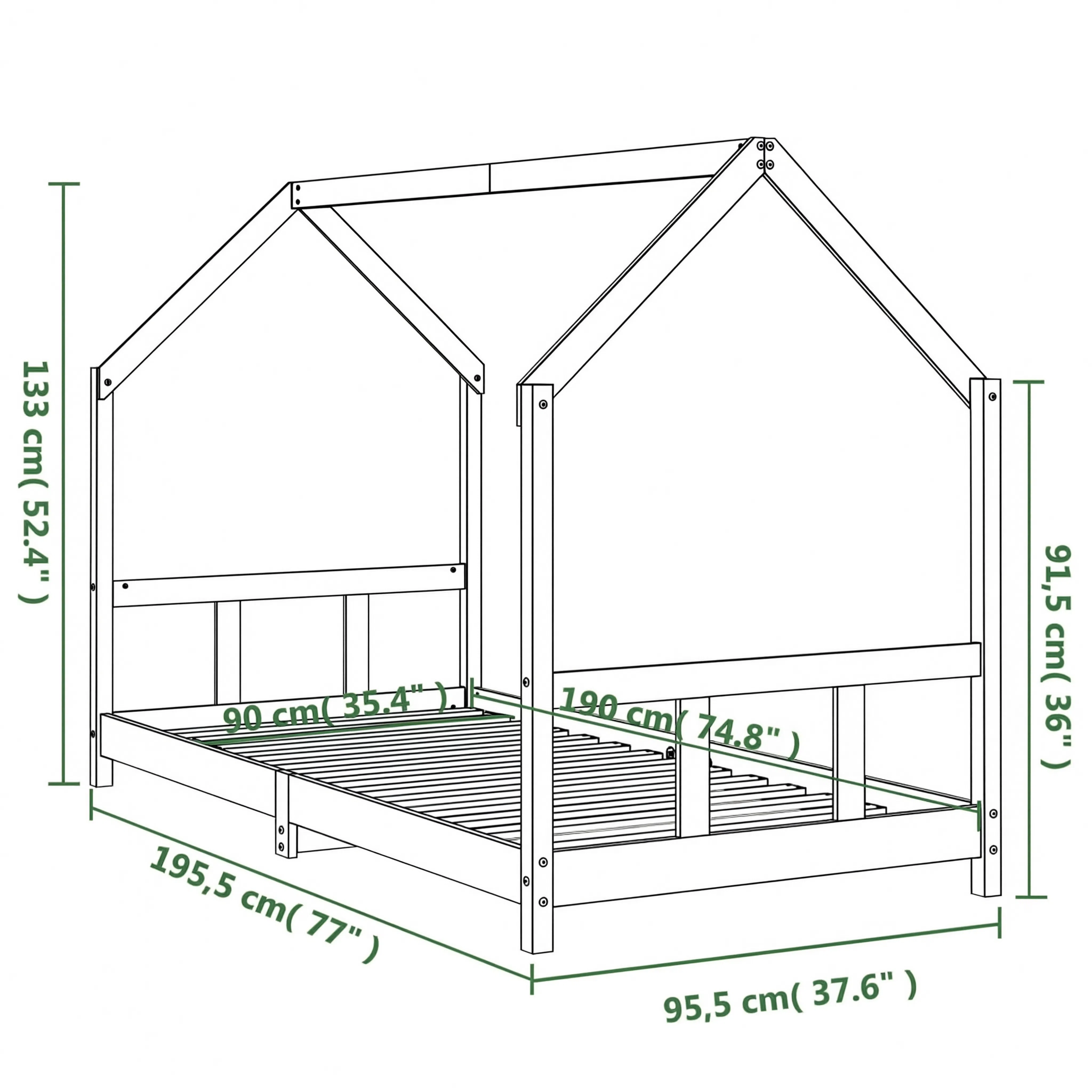 Lit Cabane Enfant en Pin Massif 90x190 cm | Doudoucabane