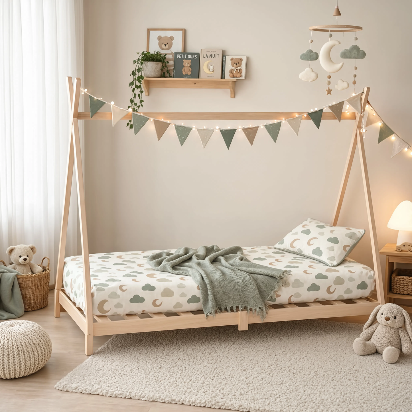 Lit Tipi Enfant en Pin Massif 70x140 cm | Doudoucabane