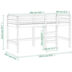 Lit Mezzanine Enfant avec Rideaux en Pin Massif 90x190 cm | Doudoucabane