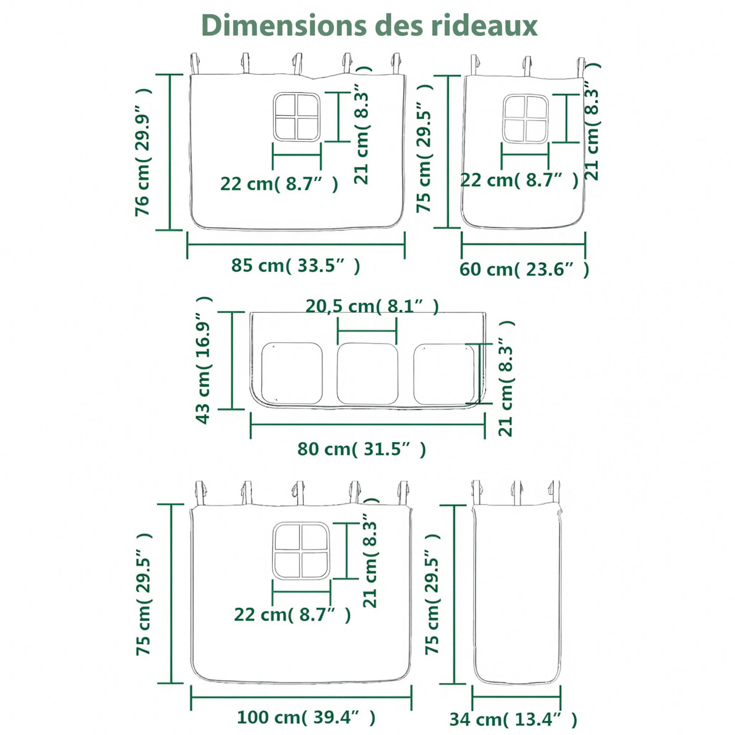 Lit Mezzanine Enfant avec Rideaux en Pin Massif 90x190 cm | Doudoucabane