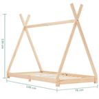 Lit Tipi Enfant en Pin Massif 70x140 cm | Doudoucabane