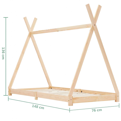Lit Tipi Enfant en Pin Massif 70x140 cm | Doudoucabane