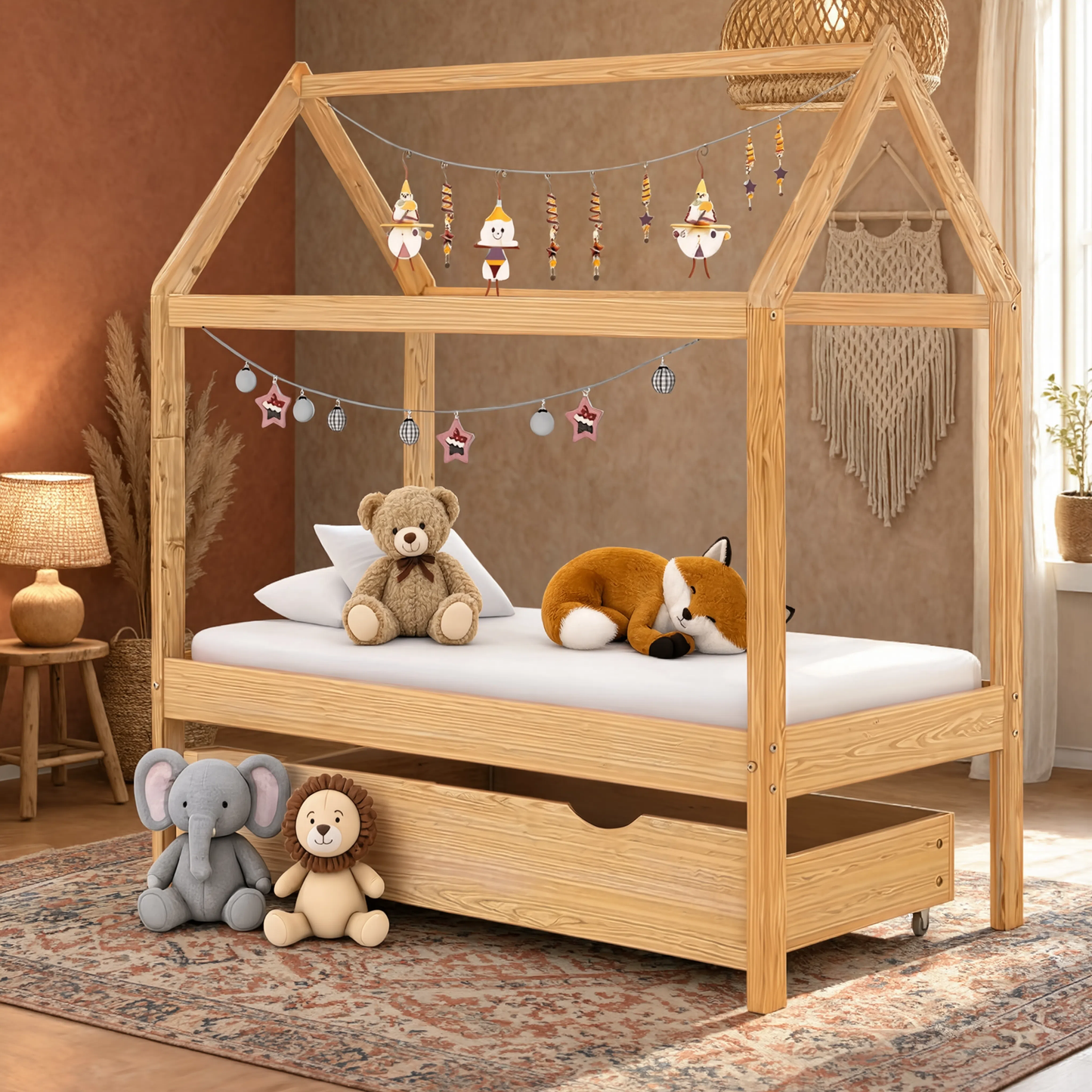 Lit Cabane Enfant Compact avec Tiroir en Pin Massif | Doudoucabane