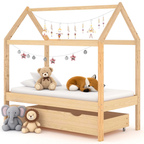 Lit Cabane Enfant Compact avec Tiroir en Pin Massif | Doudoucabane