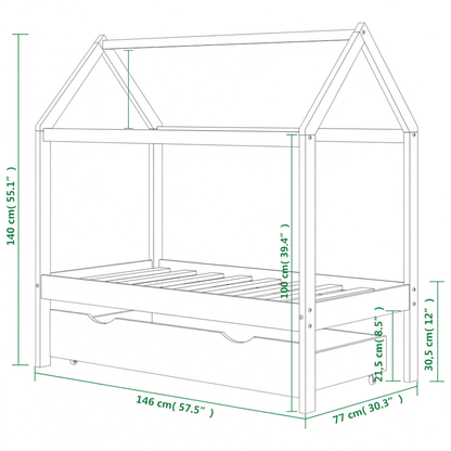 Lit Cabane Enfant Compact avec Tiroir en Pin Massif | Doudoucabane